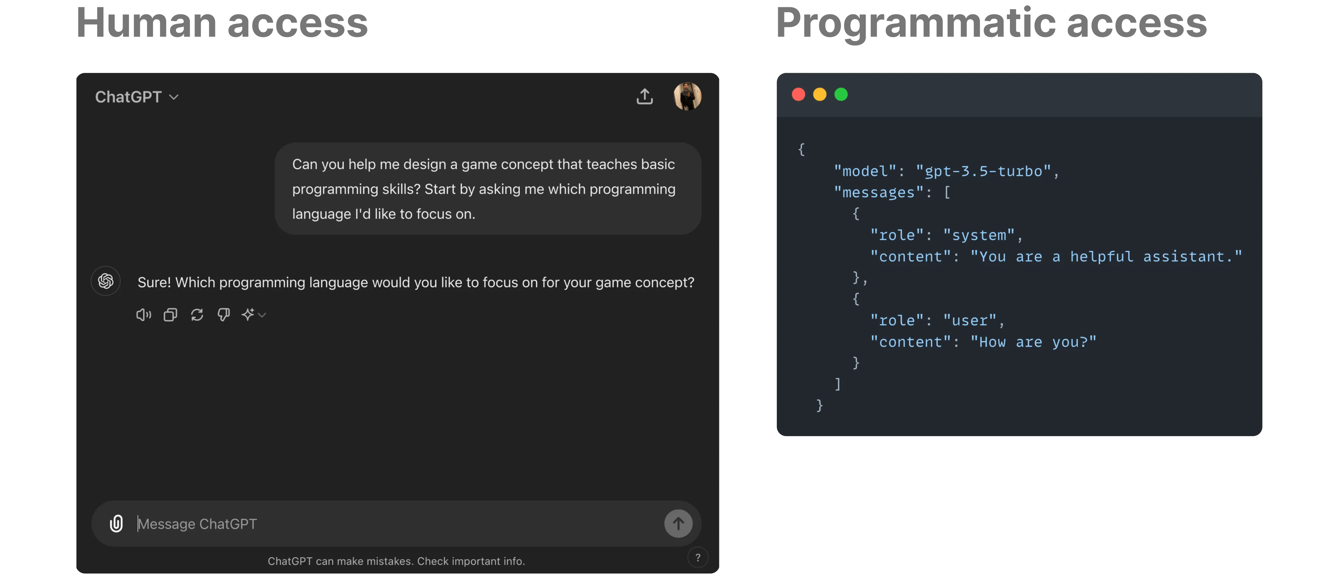 Humans access models through websites. Computers access them through APIs.